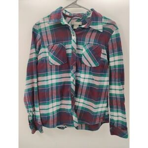 Natural Reflections Shirt Womens Small Button Down Casual Long Sleeve‎ Flannel